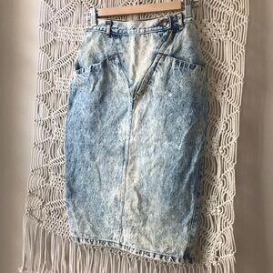Best World vintage 80’s -90’s acid washed denim jean pencil skirt sz Sma…